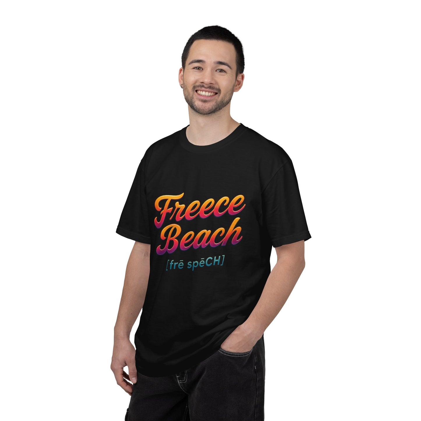 Freece Beach Graphic T‑Shirt — Neon Heat Logo Tee
