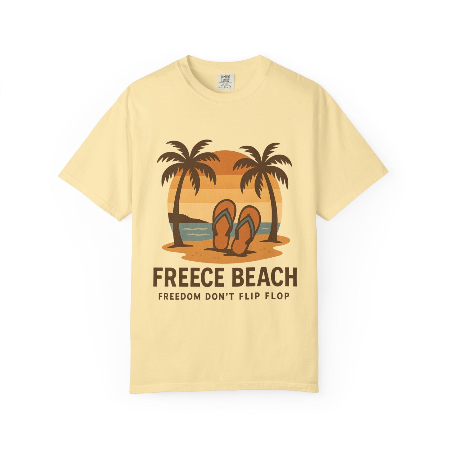 Freece Beach Graphic T-Shirt - Freedom Don’t Flip Flop