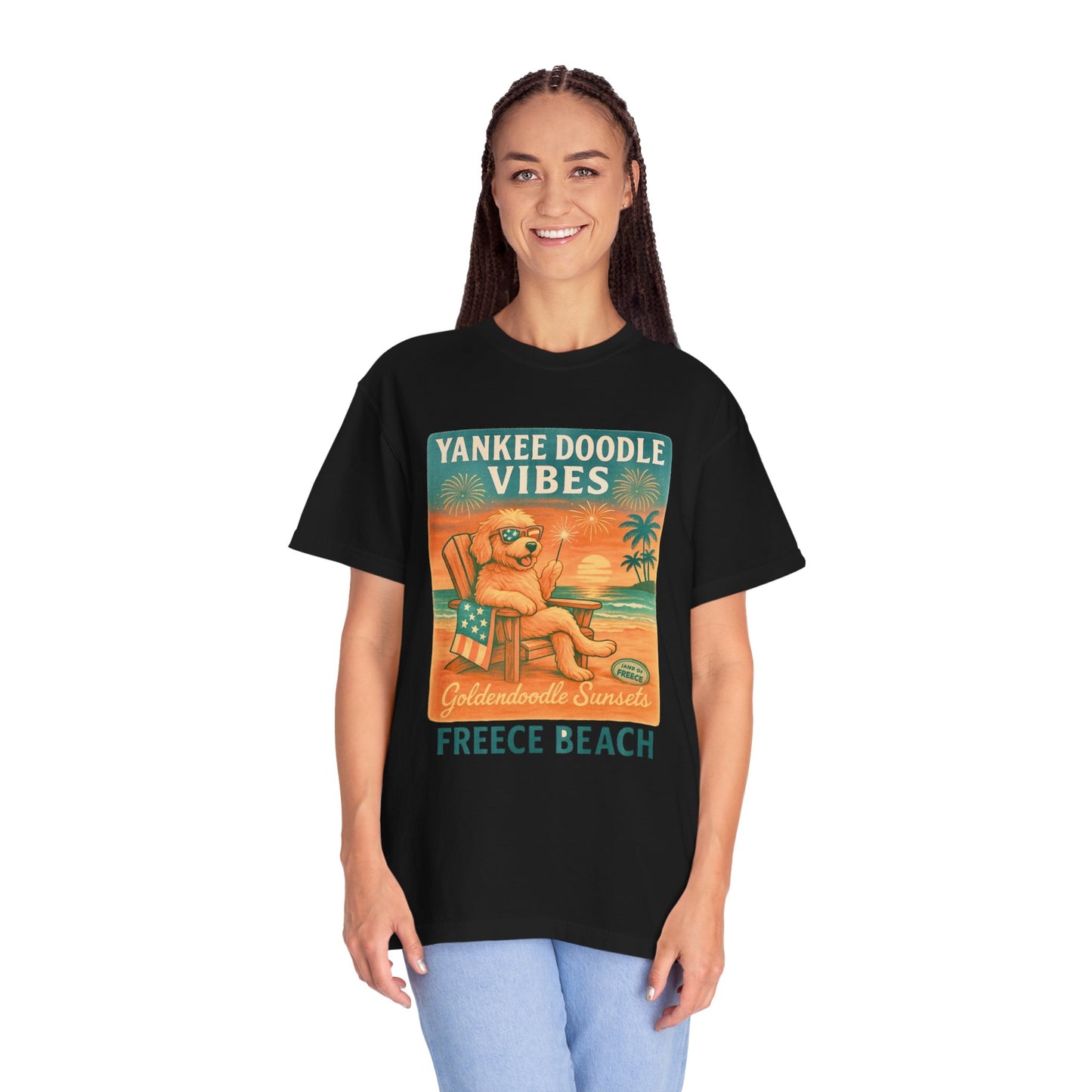 Freece Beach Goldendoodle Sunsets Tee