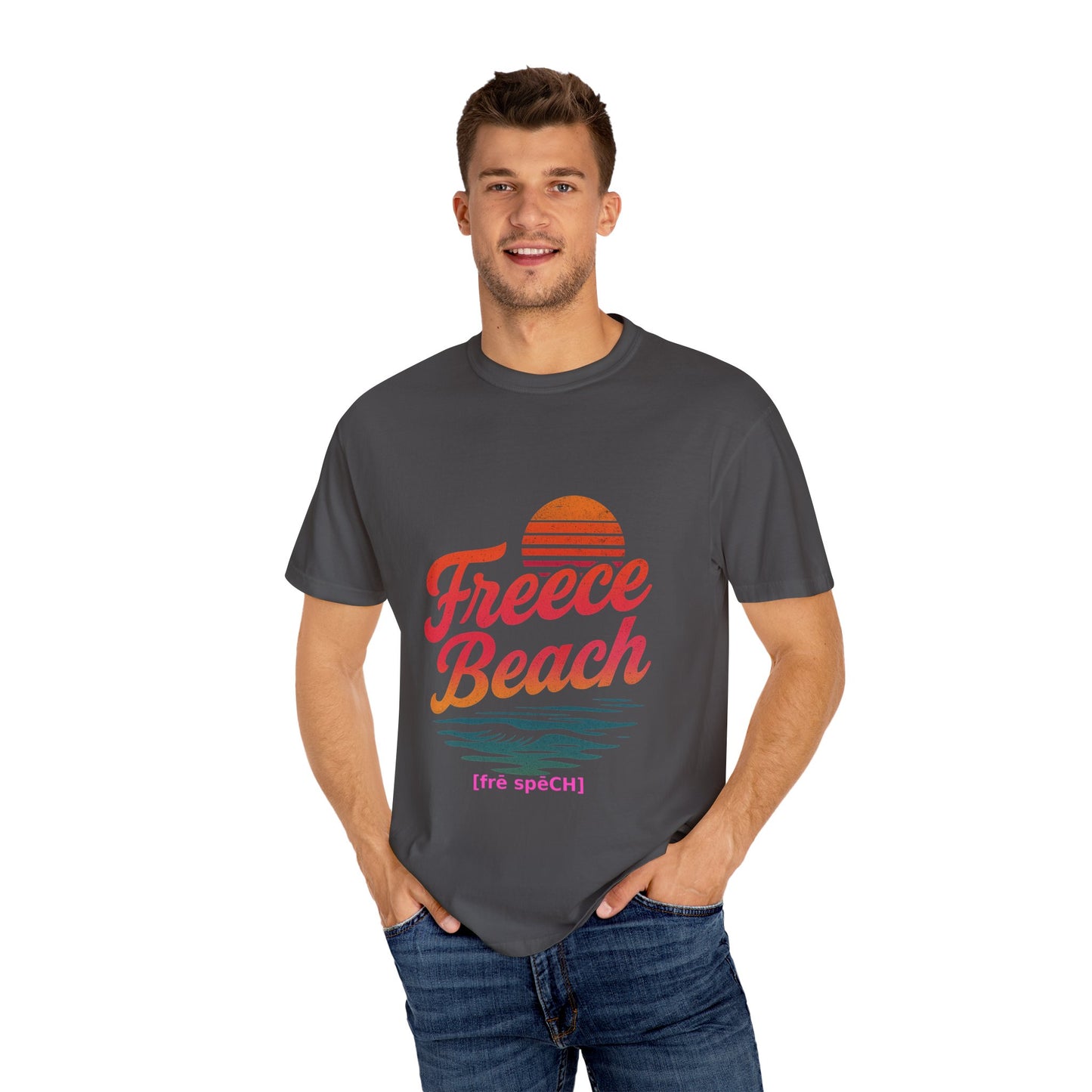Sunset Fleece Beach Retro Vibe Tee